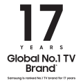 Samsung is ranked the Global No.1 TV brand for 17 years under the report “TV Sets Spotlight Service/TV Sets Market Tracker, Q4 2021”. Source - Omdia, Jan 2022. Results are not an endorsement of Samsung. Any reliance on these results is at the third party’s own risk.