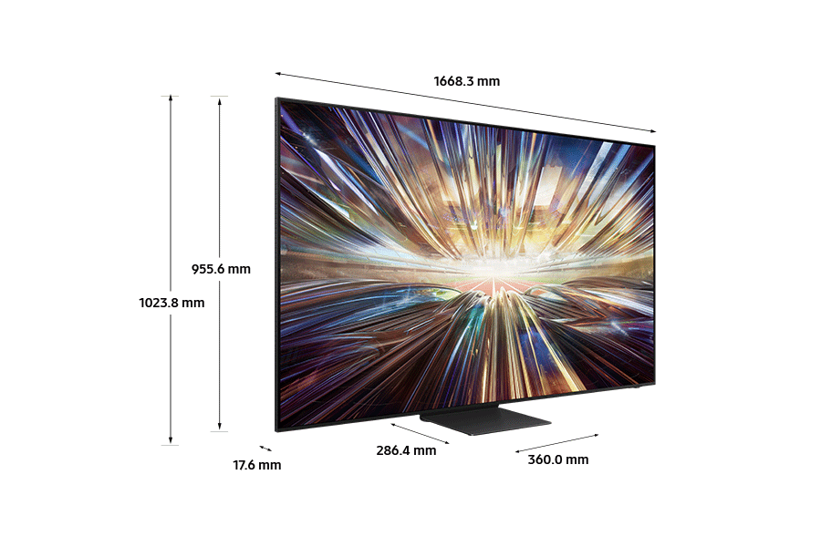 Dimension of Samsung Neo QLED TV (1668.3 x 1023.8 x 17.6 mm) QN800D with black slim oc stand