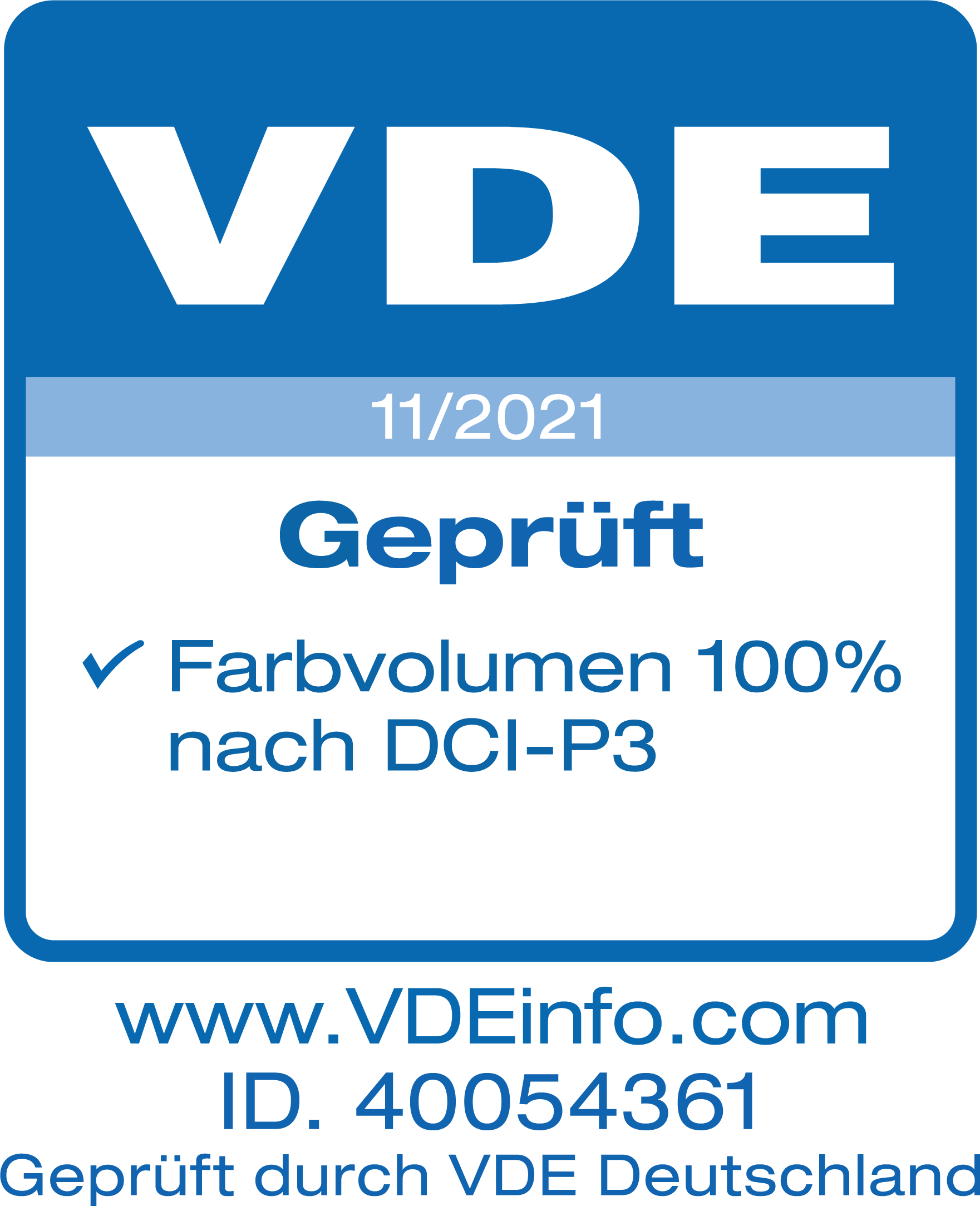 Zertifiziert vom Verband der Elektrotechnik Elektronik Informationstechnik e. V. (VDE), mehr unter: VDEinfo.com, ID. 40054361