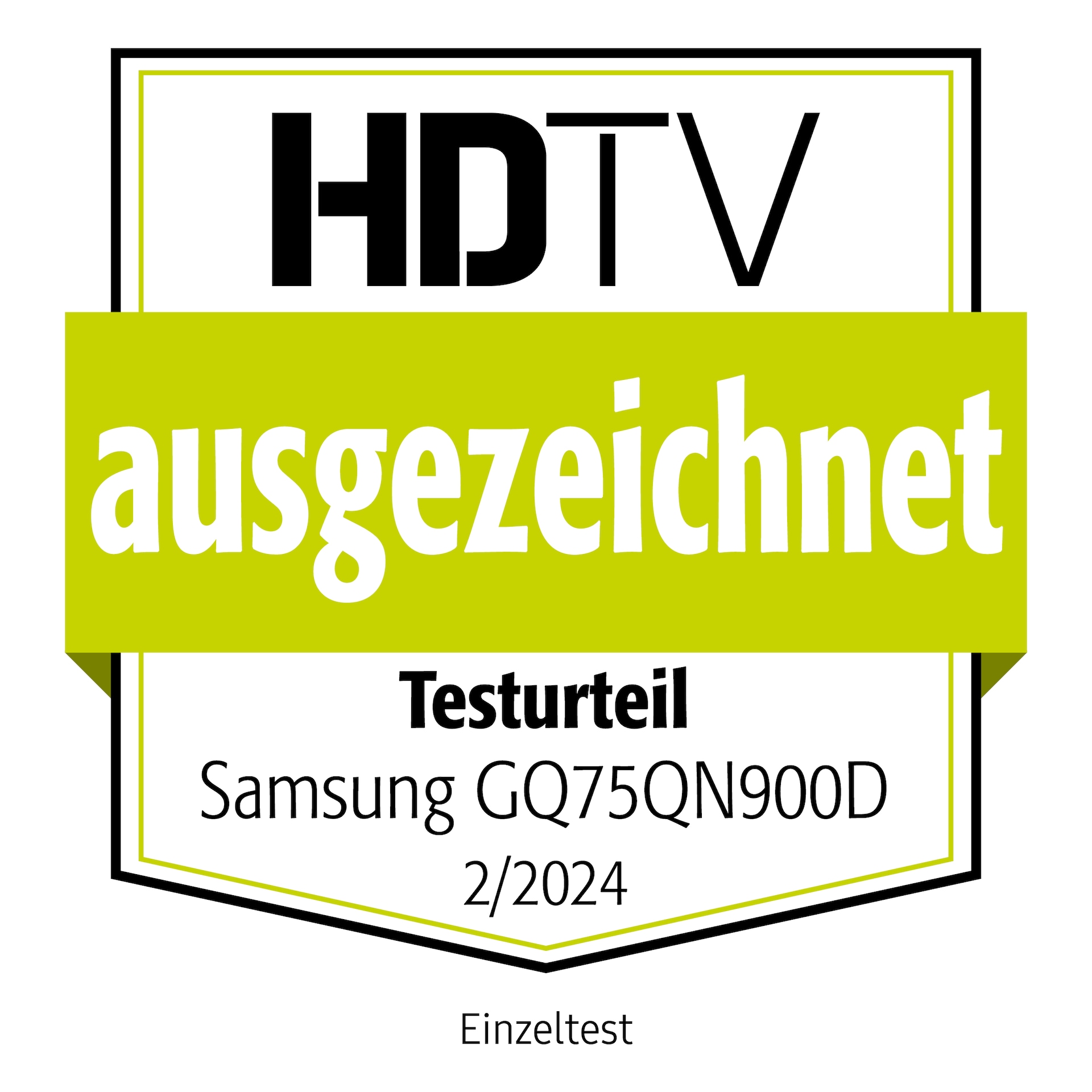 * HDTV, ausgezeichnet, Ausgabe 2/2024, zum Samsung GQ75QN900D, Einzeltest