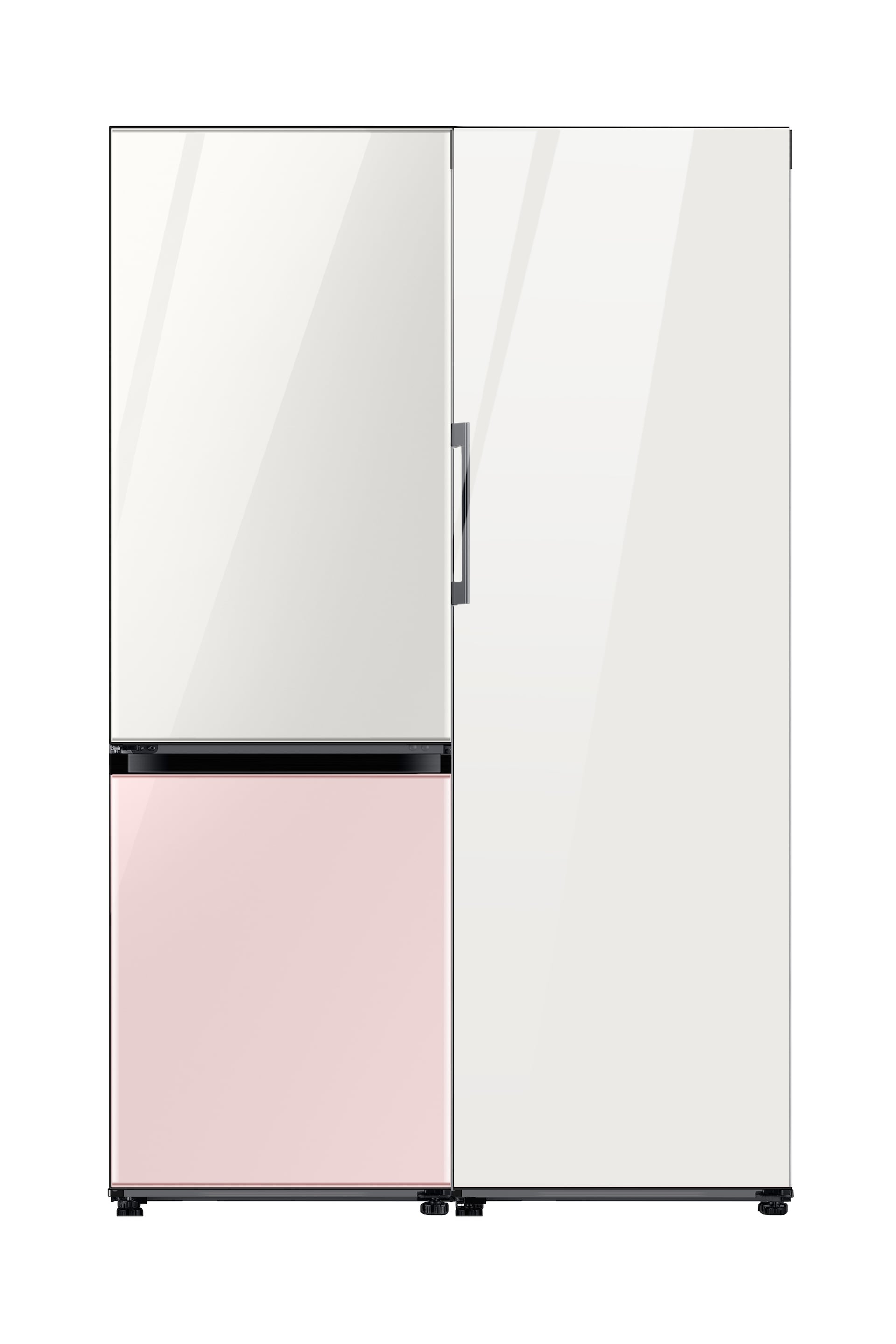 BESPOKE Refrigerator 2 Door (Top Glam White Bottom Glam Pink) + 1 Door (Glam White) Combination