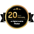 20 year Warranty on Digital Inverter motor badge icon