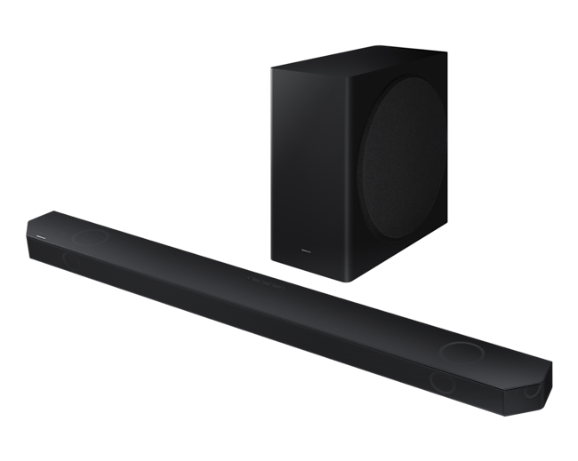 Latest Samsung Q Series Soundbar with Subwoofer (HW-Q800C/XM) - set-r-perspective view, Black color at best price in Samsung Malaysia