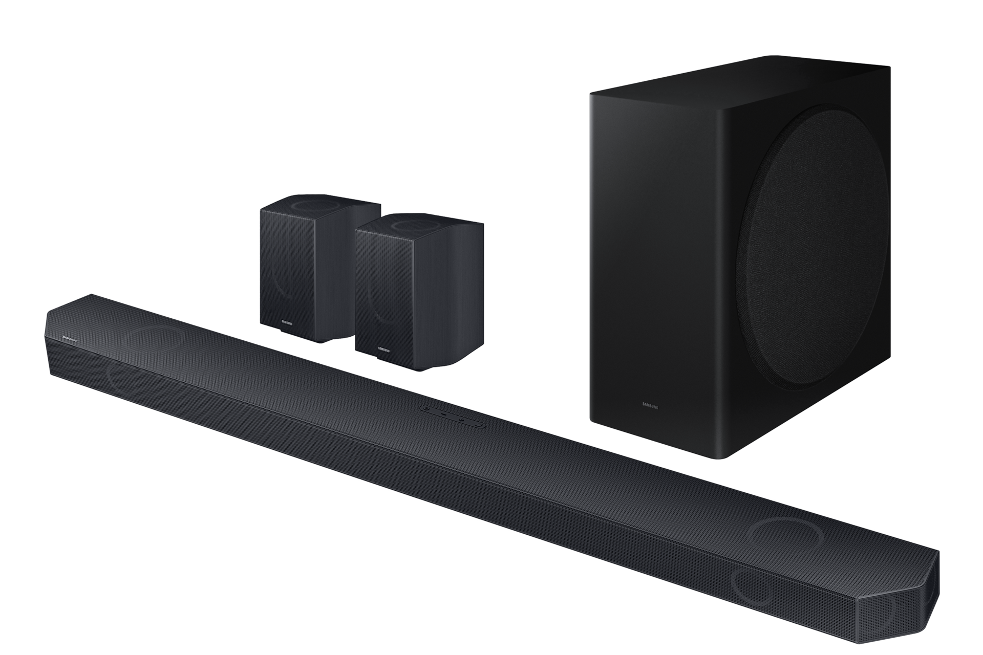 Latest Samsung Q Series Soundbar with Subwoofer (HW-Q930C/XM) - set-r-perspective view, Titan Black color at best price in Samsung Malaysia