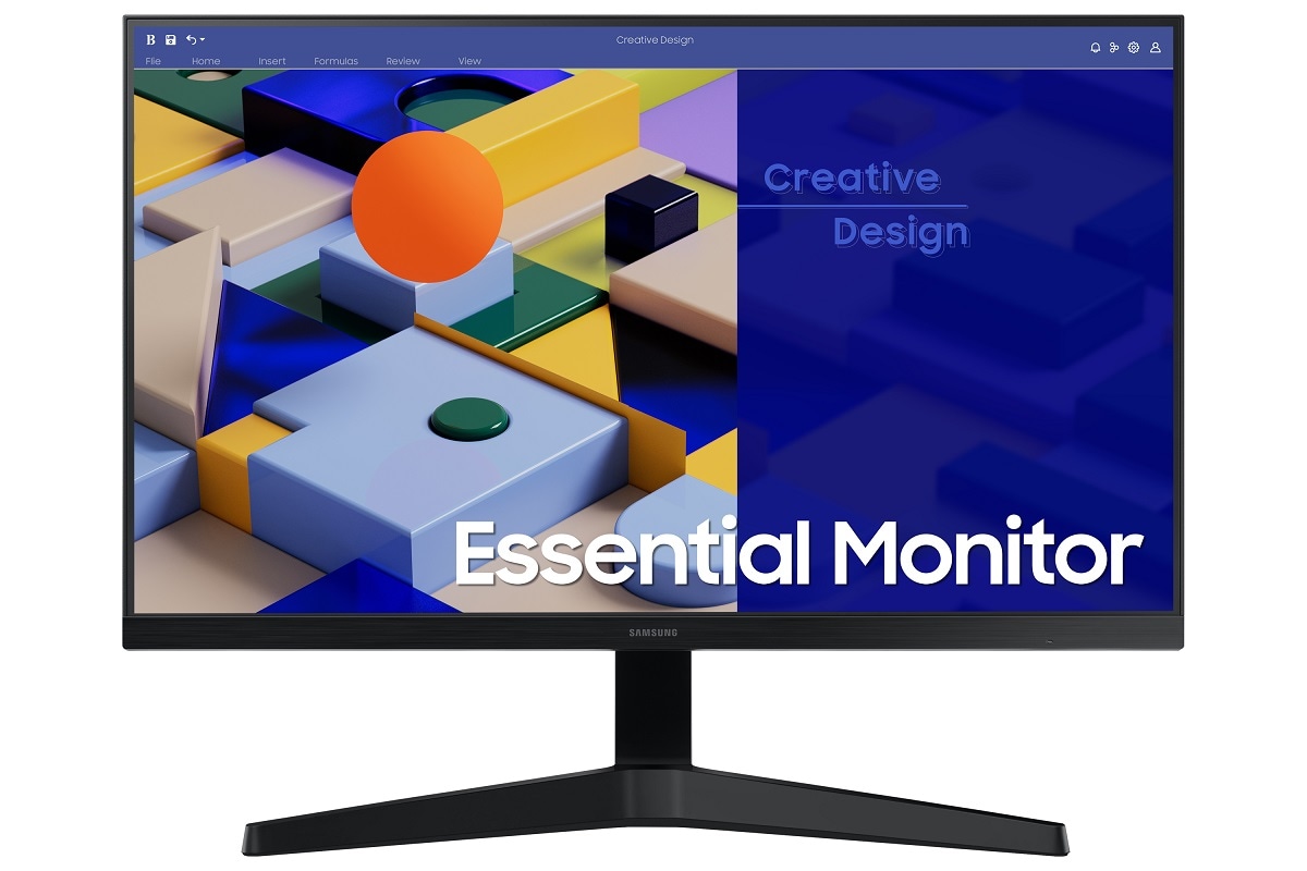 Front perspective view of the Samsung 24 inch Essential S3 S31C FHD Monitor.