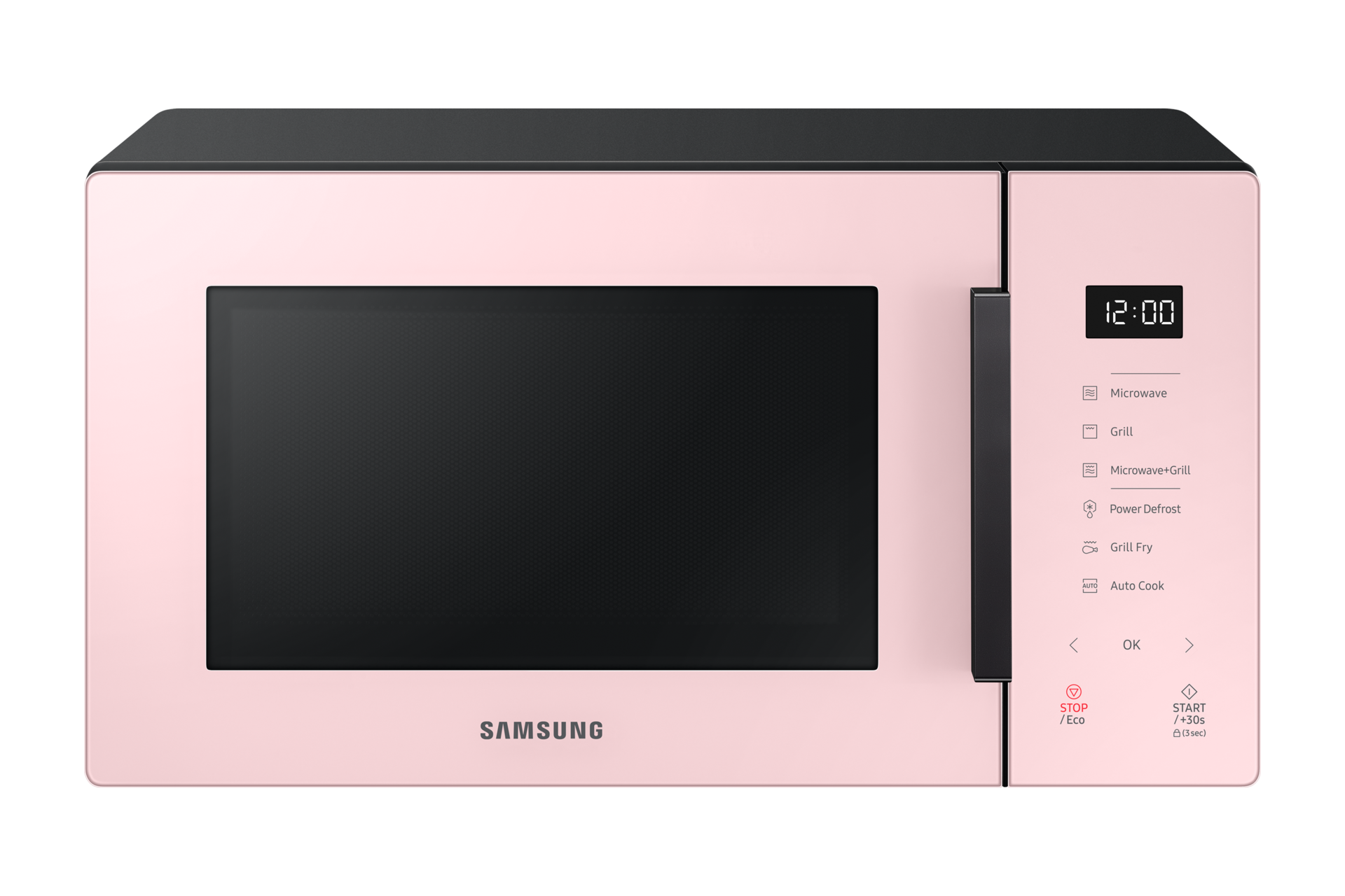 See the front of the Samsung 30L Microwave oven with Healthy Grill Fry Function (MG30T5018CP/SM) & explore all modes of cooking with the dashboard!