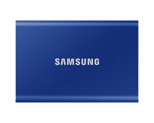 Front View of the Samsung 2TB Portable SSD T7 (Indigo Blue)