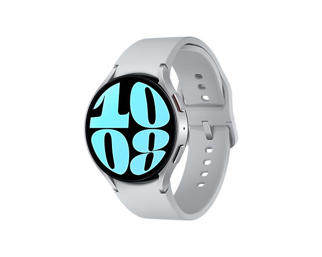 Front View of Samsung Galaxy Watch6 Bluetooth (44mm) in Silver.
