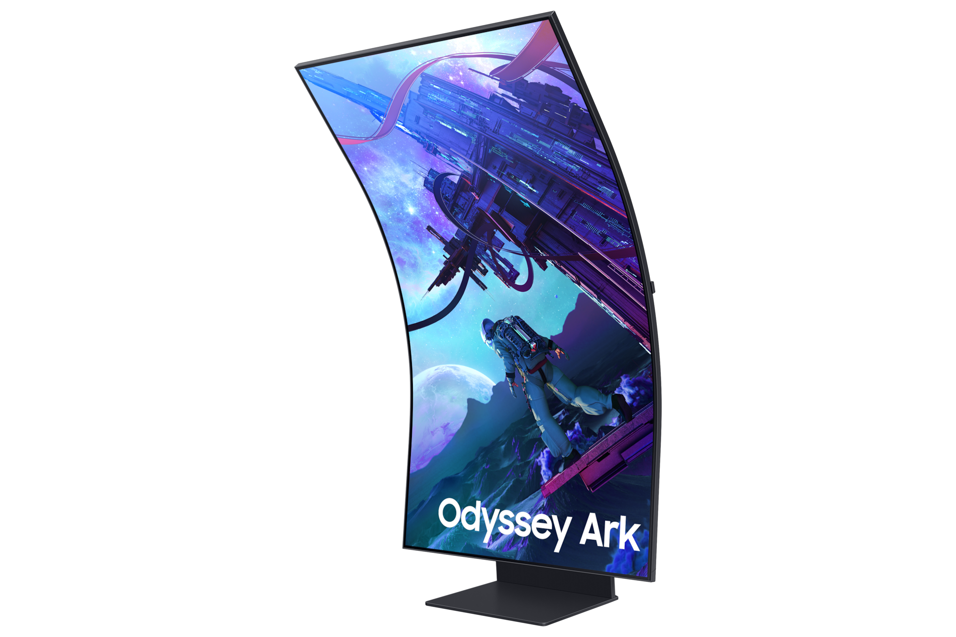 Monitor Gamingowy Odyssey Ark G9 55'', model LS55CG970NUXDU, widok w pozycji wertykalnej po skosie w lewo