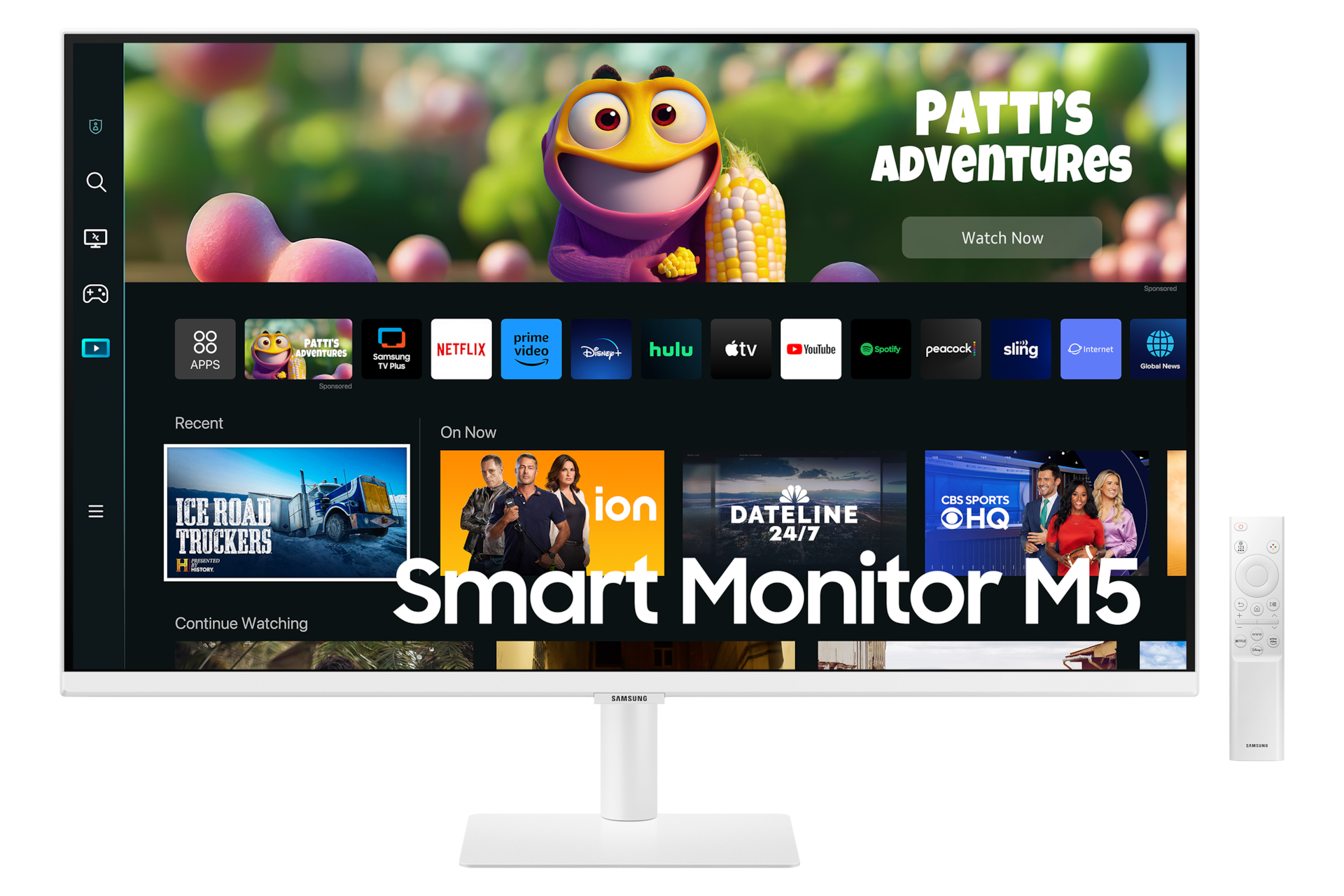 Front of the Samsung M5 LS27CM501EEXXS Smart monitor & TV in White Colour