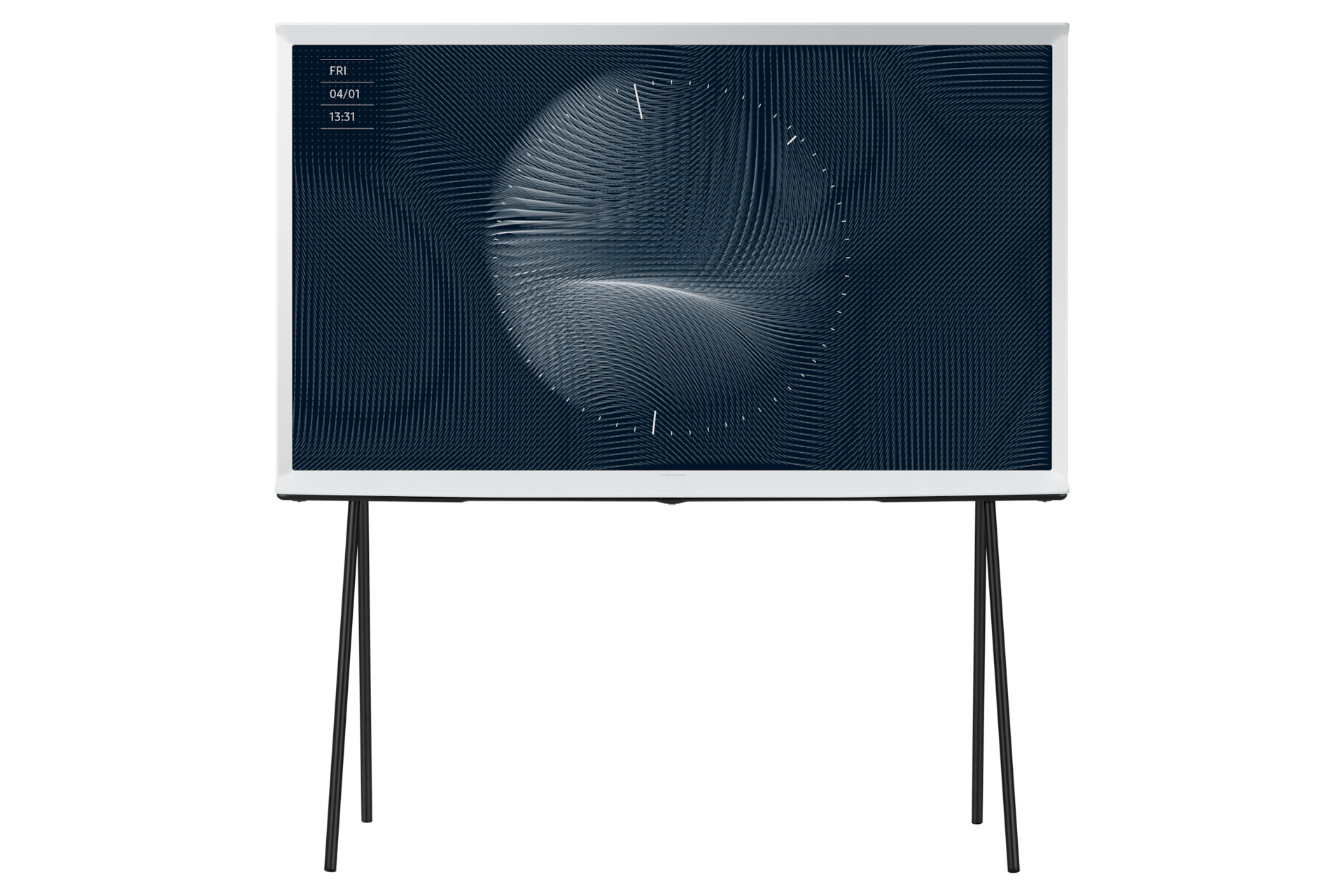 Chiêm ngưỡng hình ảnh trọn vẹn của Samsung Smart TV 4K The Serif 55 inch LS01B 2022 (QA55LS01BAKXXV) với chân đế tinh giản, linh hoạt.