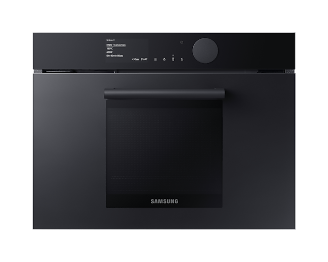 Kompaktowy piekarnik parowy z funkcją mikrofali Samsung w kolorze czarnym z linii Infinite NQ50T9539BD - przód urządzenia