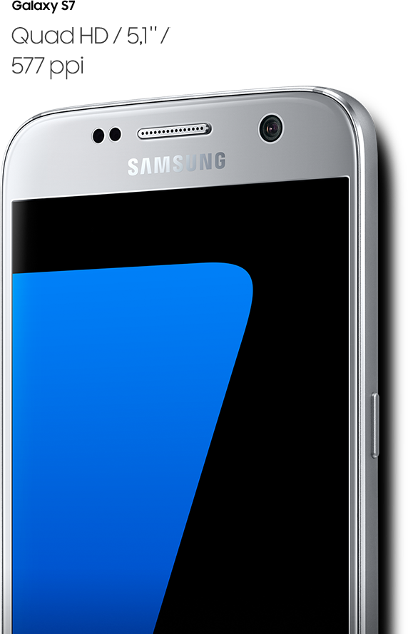 Изображение Galaxy S7 (вид справа): Quad HD, 5,1 дюйма, 577 пикселей на дюйм
