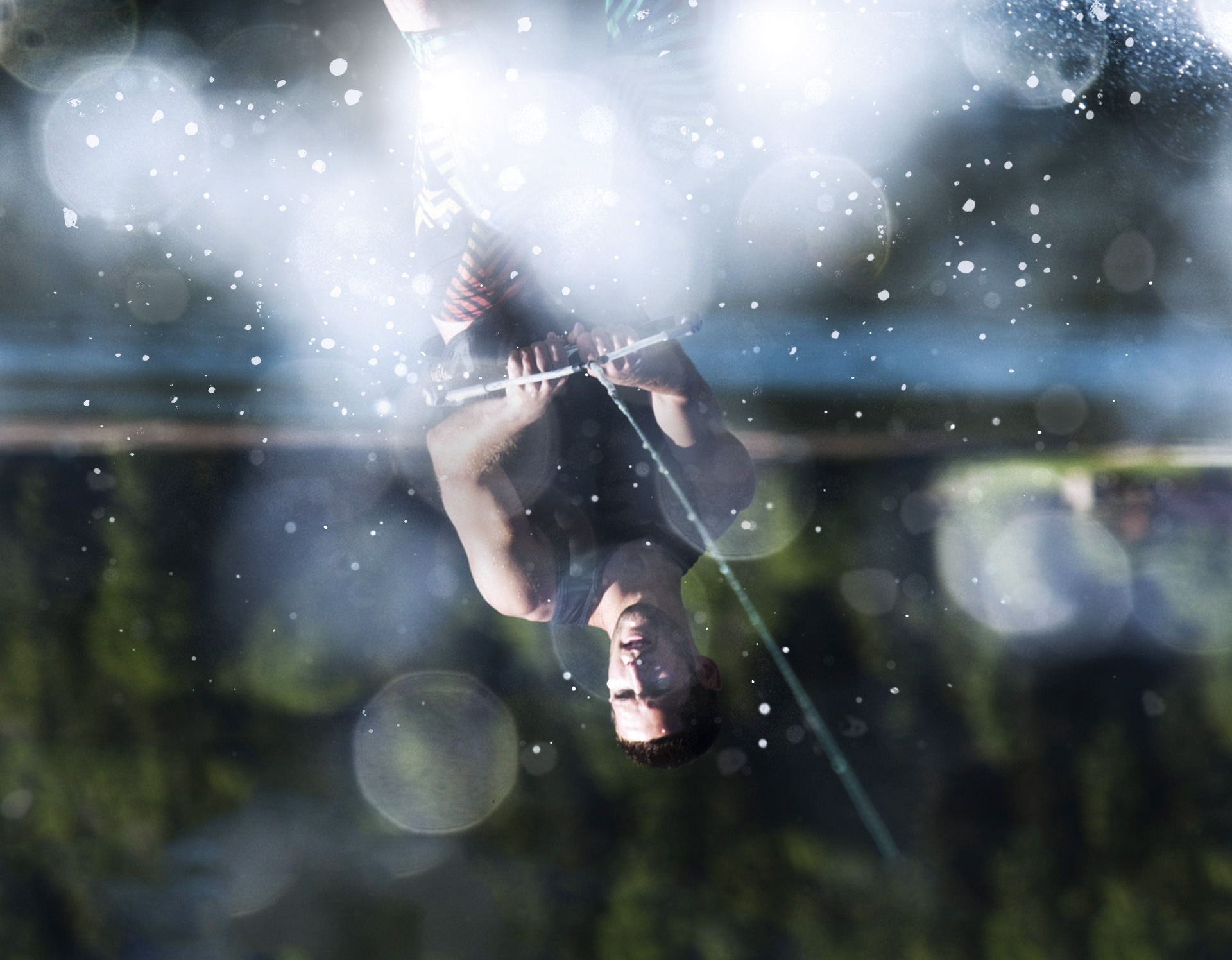 A person splashing water