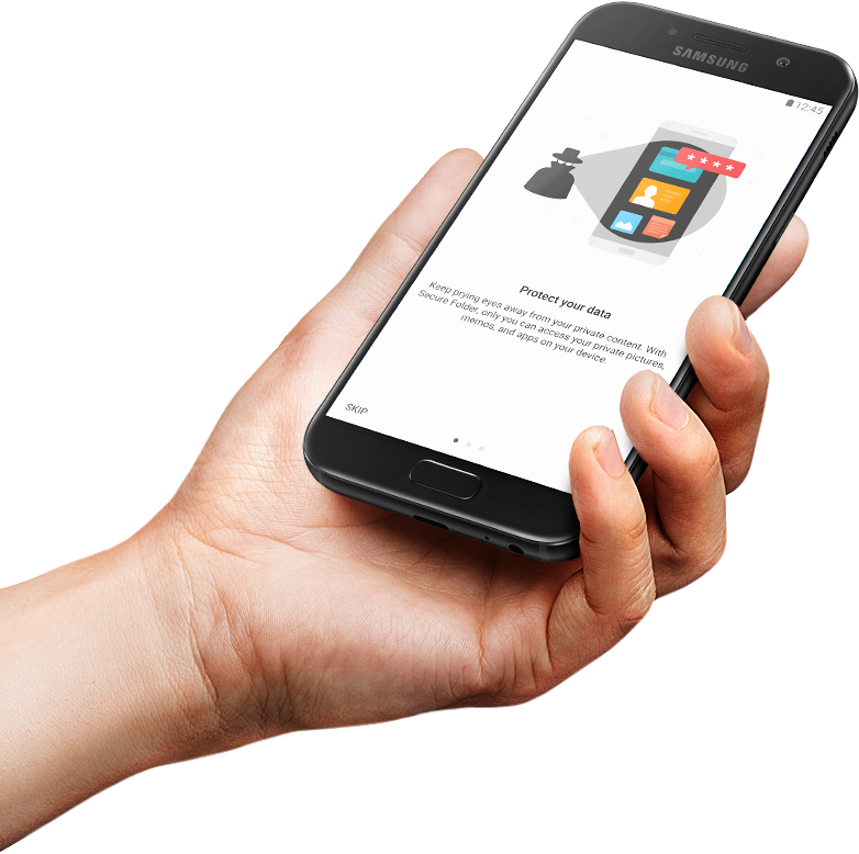 Screen image of the Galaxy A5 (2017) Secure Folder feature when activated.
