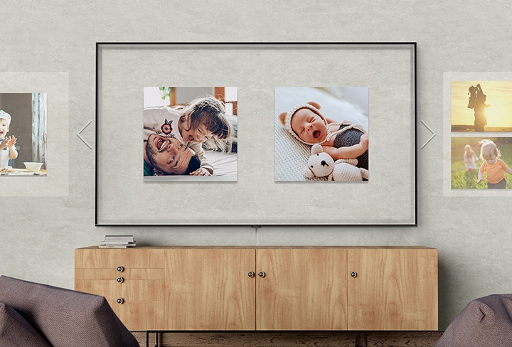 벽걸이 TV 안에 사용자의 사진이 들어있습니다.