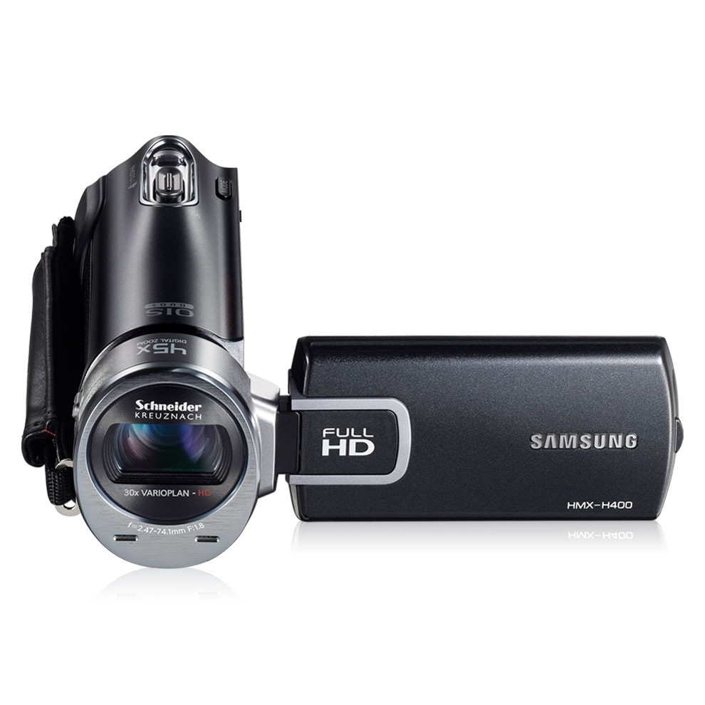 HMX-H400BD 3 블랙 앞면 위 45도 뷰파인더 열림