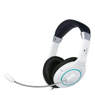 SHS-150V/W 화이트 왼쪽 75도, 오른쪽 이어캡에 부착된 마이크 왼쪽 45도