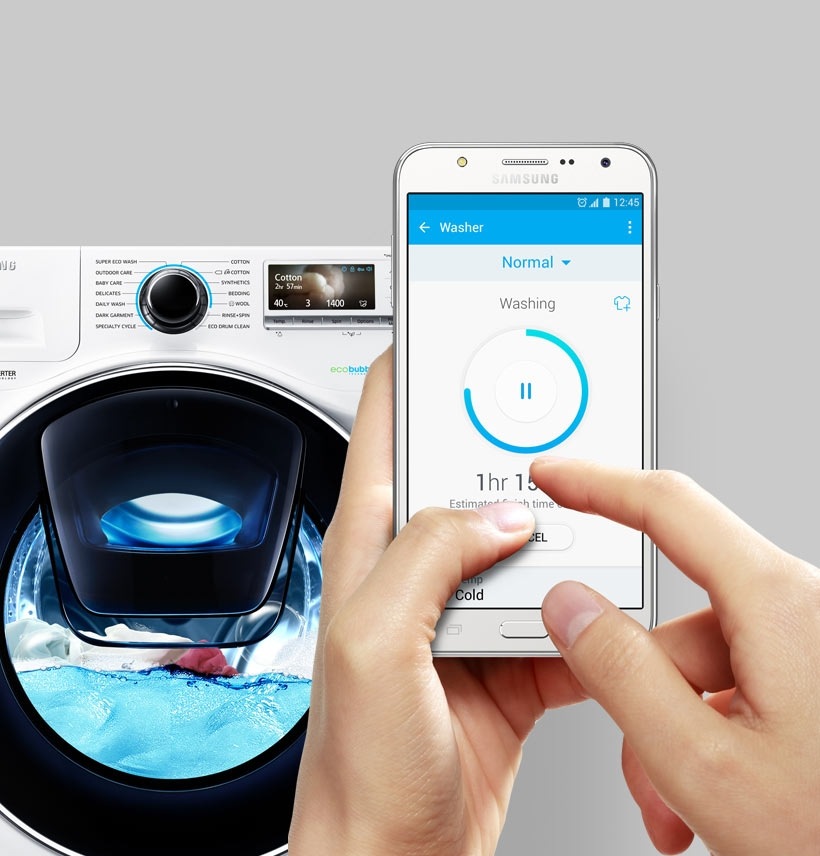 Un'immagine che mostra all'utente che interrompe WW8500 mentre è a metà ciclo, utilizzando la funzione di controllo intelligente dello smartphone.