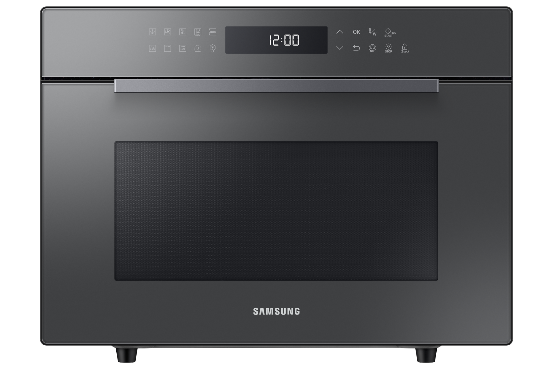 Front view of the Samsung Convection Microwave Oven 35L with HotBlast Technology.