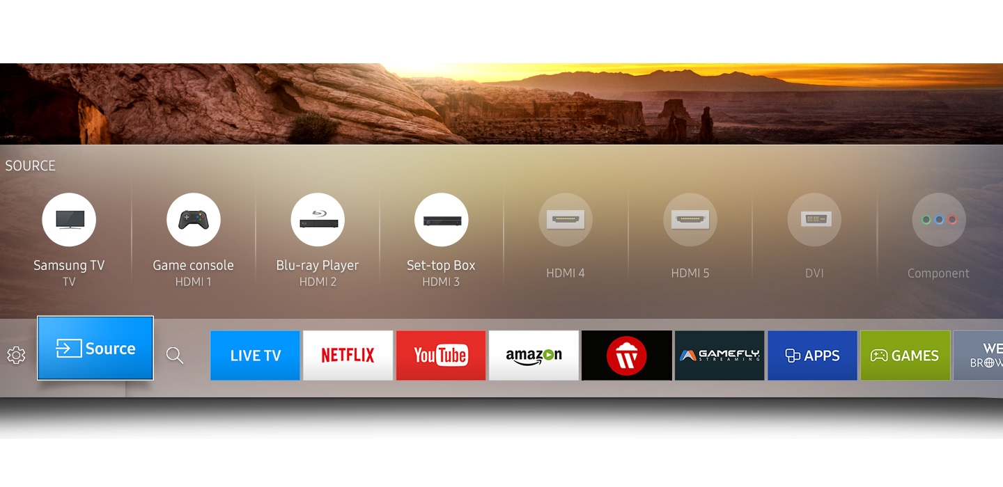 Smart hub UI called Eden is on Samsung TV onscreen.