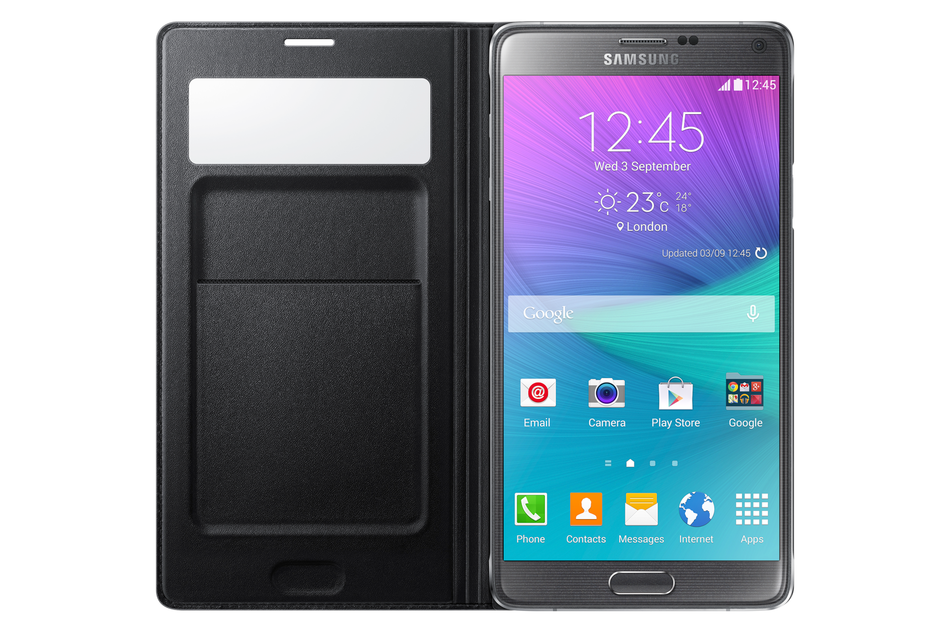 Galaxy Note 4 S View Wallet Cover (Black) - Samsung UK3000 x 2000