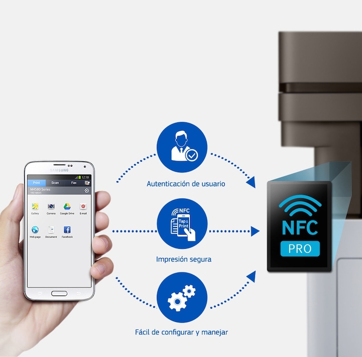 Opción de impresión NFC e inalámbrica de Samsung*