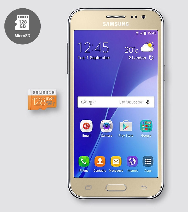 samsung galaxy j2 ram and storage