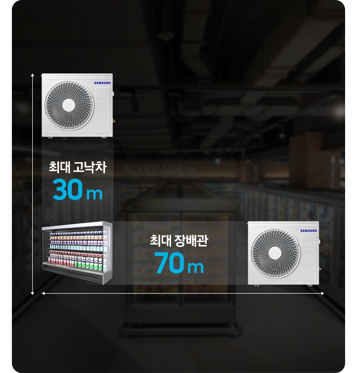 매장 공간 및 인테리어에 맞는 최대장배관, 최대고낙차 신뢰성