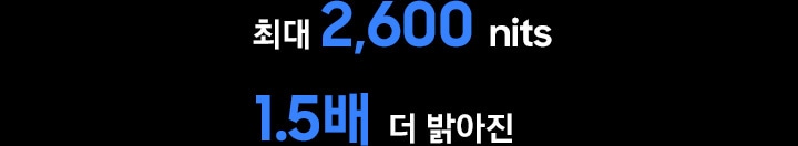 최대 2,600 nits 1.5배 더 밝아진 문구가 보여집니다.