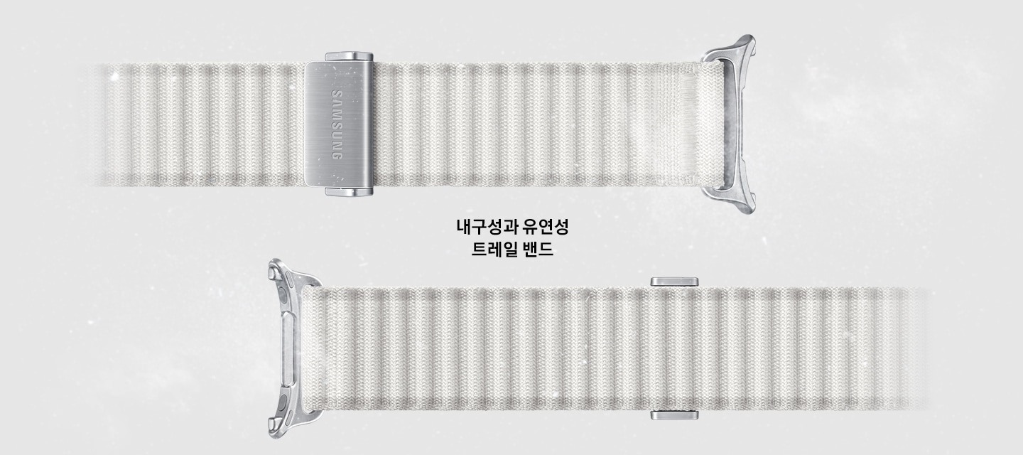 밴드 주위에 찬 공기가 감돌아 극한의 환경에서도 사용할 수 있는 견고한 내구성을 강조합니다.