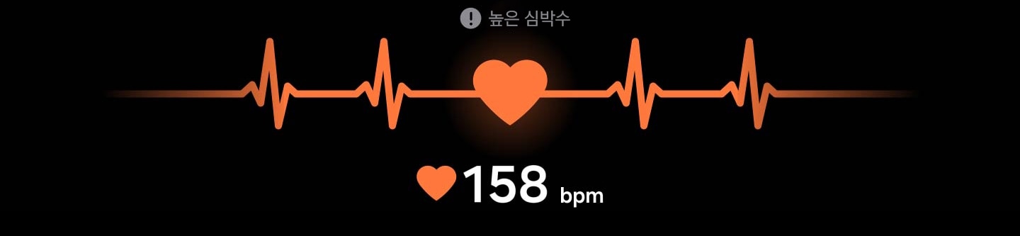 측정되는 심전도(ECG)의 GUI를 표시하고 있습니다. 측정 시간과 bpm이 바뀌고, 숫자 아래에는 심장 박동을 나타내고자 움직이는 그래프가 표시됩니다.