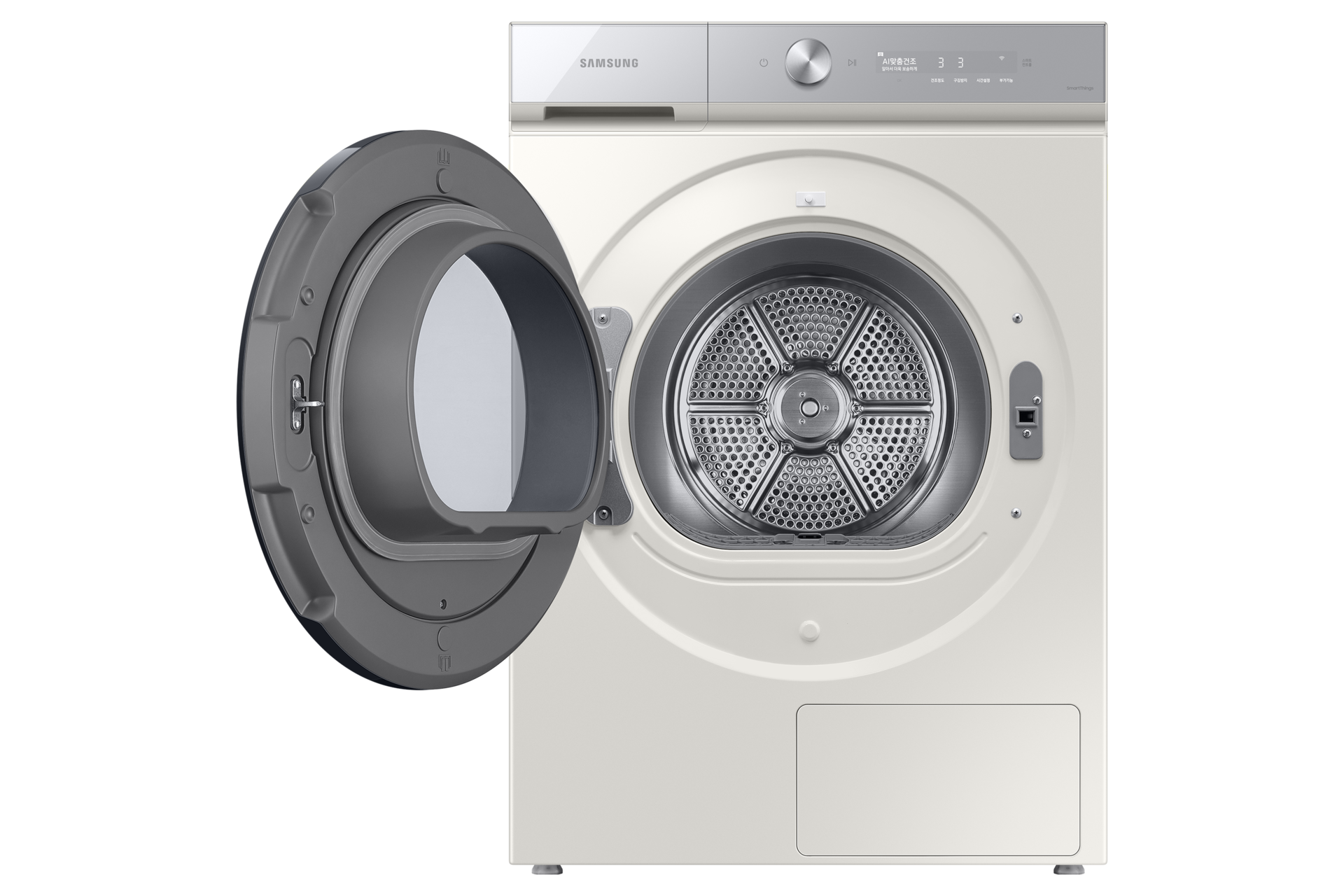 BESPOKE 그랑데 건조기 AI 20 kg 그레이지 정면 도어열림