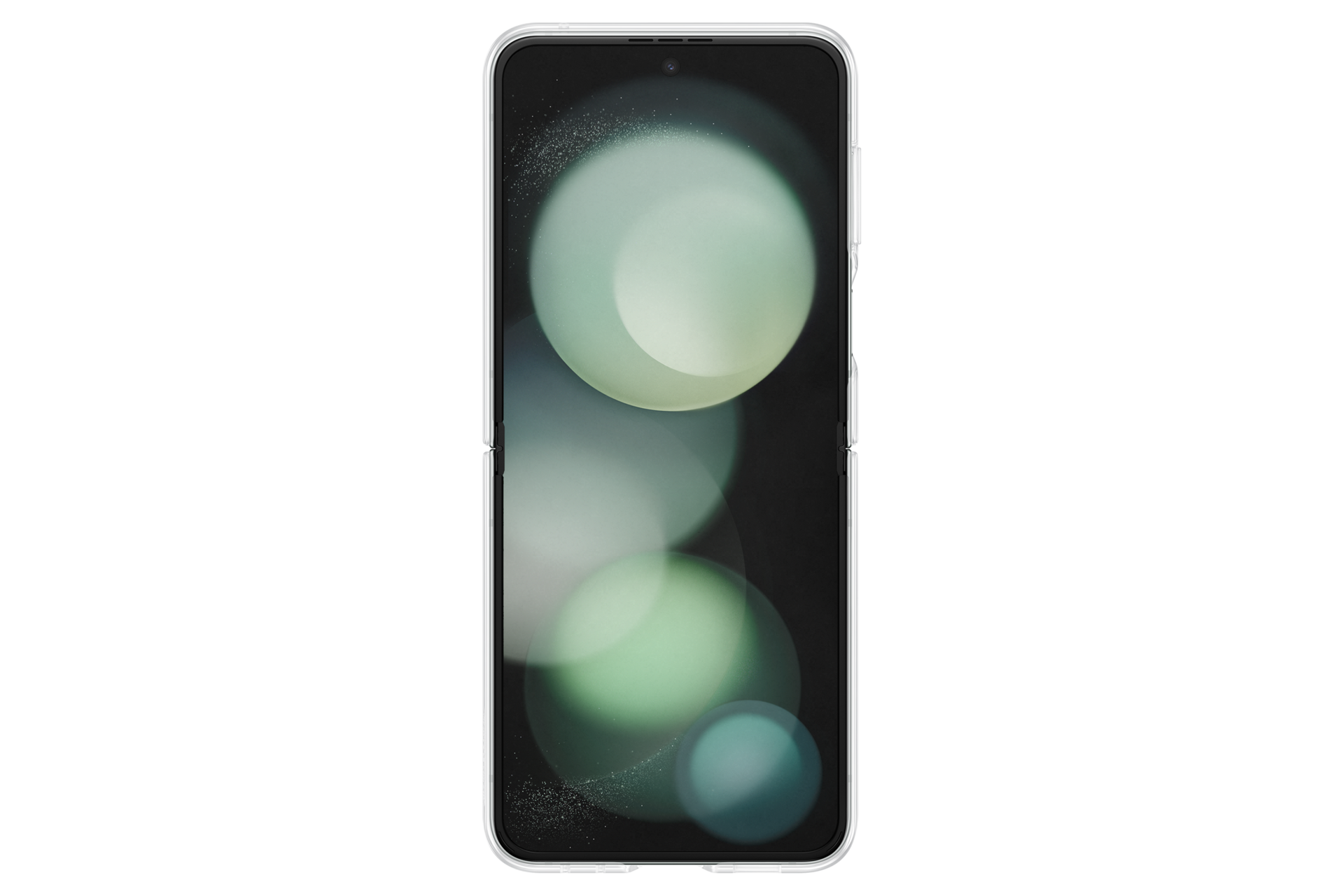 갤럭시 Z 플립5 클리어 가젯 케이스(투명) 장착한 정면 이미지