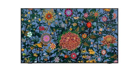 현대미술 작가 Fred Tomaselli의 작품 'Irwin's Garden(어원의 정원)'이 The Frame TV에 전시되어 있습니다.