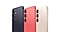 ثلاثة هواتف من فئة +Galaxy S25 بالألوان المميزة التي يتم طلبها حصرياً عبر Samsung.com، وهي أسود، أحمر مرجاني وذهبي وردي. تنزلق هذه الهواتف من أعلى وأسفل لتراها من الأمام، ثم تنقلب لتراها من الخلف.