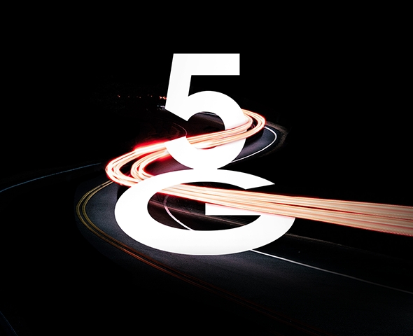 Bright ribbon of tracer lights that go between the number 5 and the letter G.