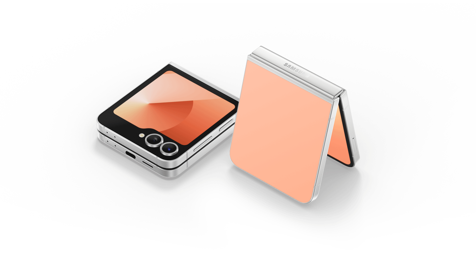 نافذة منبثقة لهاتف Galaxy Z Flip6 باللون الخوخي.