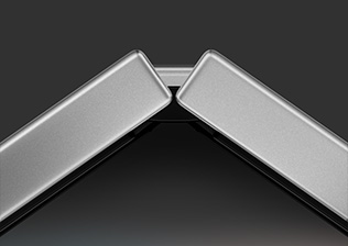 A close-up of the hinge of Galaxy Z Fold6, unfolded partly.