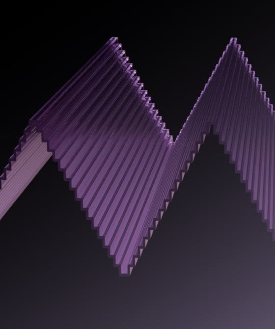 Une vague sonore 3D fragmentée en forme d’onde en zigzag pour indiquer un son moins fluide.