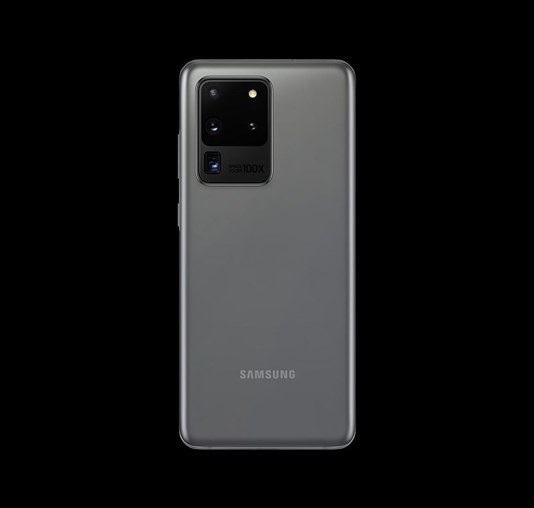 Galaxy S20 Ultra en gris cosmique vu de dos