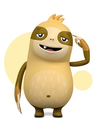 Imagen simulada de Cooki el perezoso del pueblo de Samsung Kids con el icono de la aplicación de Video de Cooki.