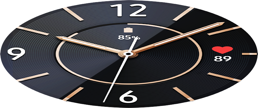 A close-up of a 45mm Galaxy Watch3 in Mystic Black with a Sporty Classic watch face appears from the left. Then a close-up of a 41mm Galaxy Watch3 in Mystic Bronze appears from the right with the Blood Oxygen GUI showing on its watch face. As it goes toward the center of the screen, the watch face GUI changes to show the ECG measurement feature.