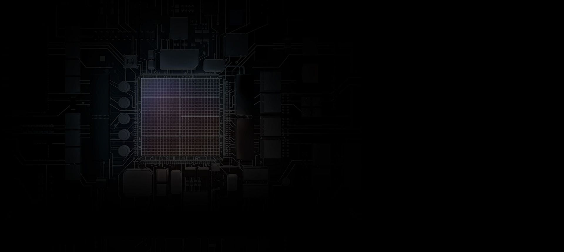 Très gros plan sur l’unité de traitement neuronal (puce NPU), intégrée au processeur AP du Galaxy S10 plus.