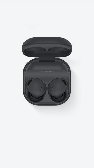 Galaxy Buds2 Pro in Bora Purple. The cradle is open and the buds are inside.