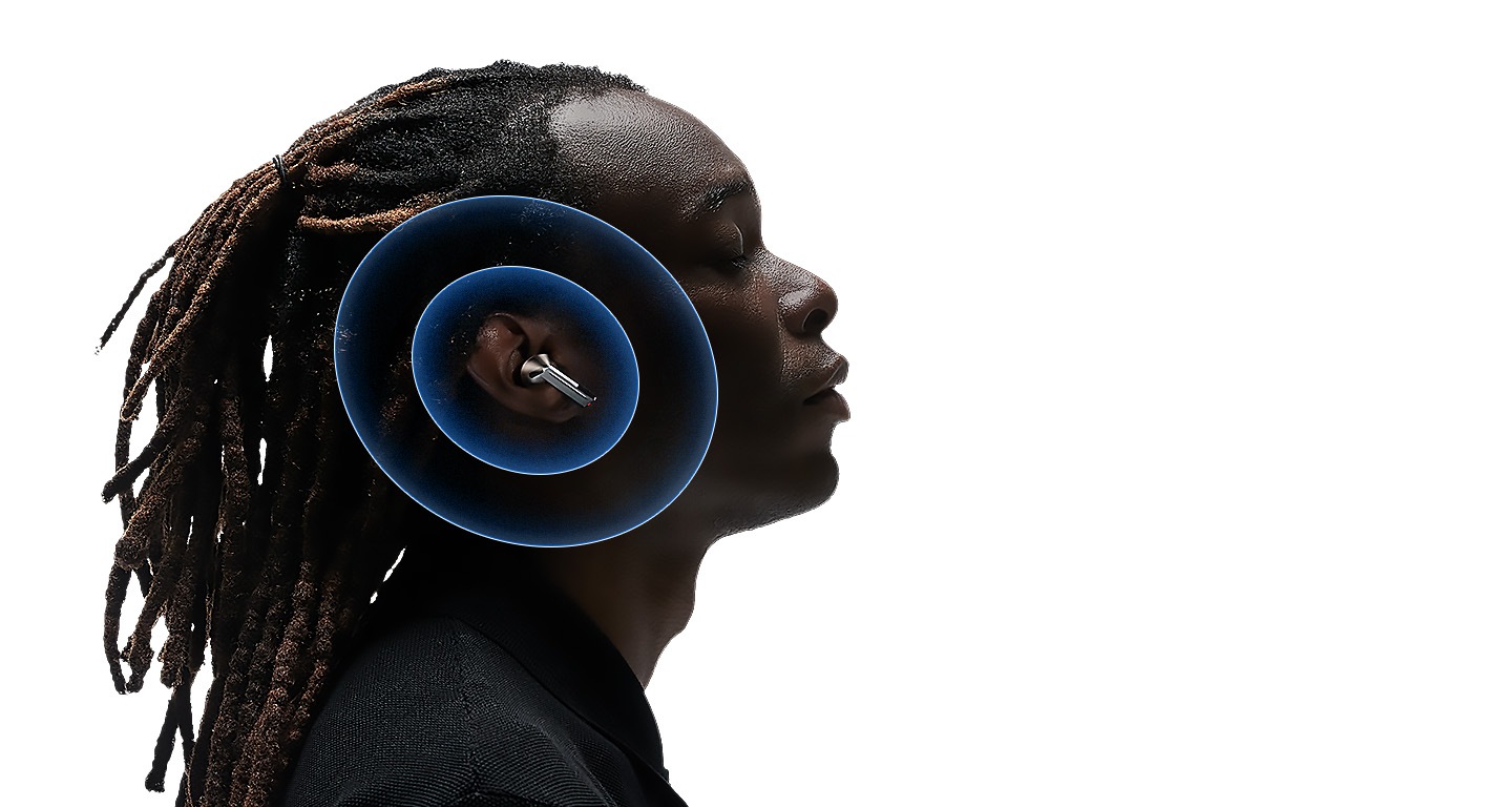 A man using the Galaxy Buds3 Pro in silver.