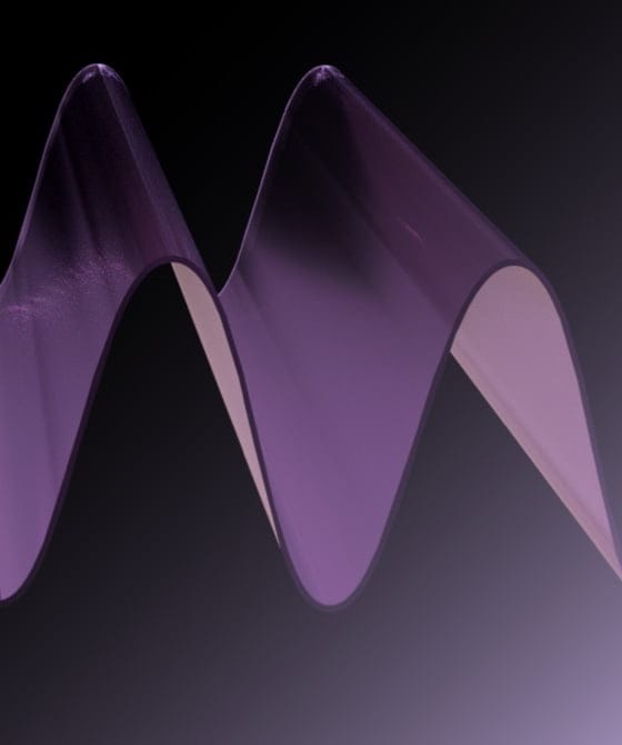 A la derecha se muestra una onda sonora 3D suave para indicar una experiencia de sonido más suave.