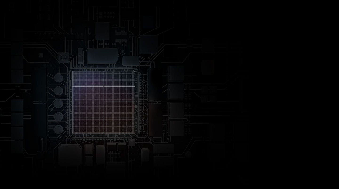 Primerísimo primer plano de la Unidad de Procesamiento Neural, integrado en AP del Galaxy S10 plus.