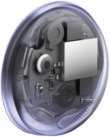 An X-ray of Galaxy Buds Pro earbud to show the location of the Voice Pickup Unit and mic mesh and chamber inside.