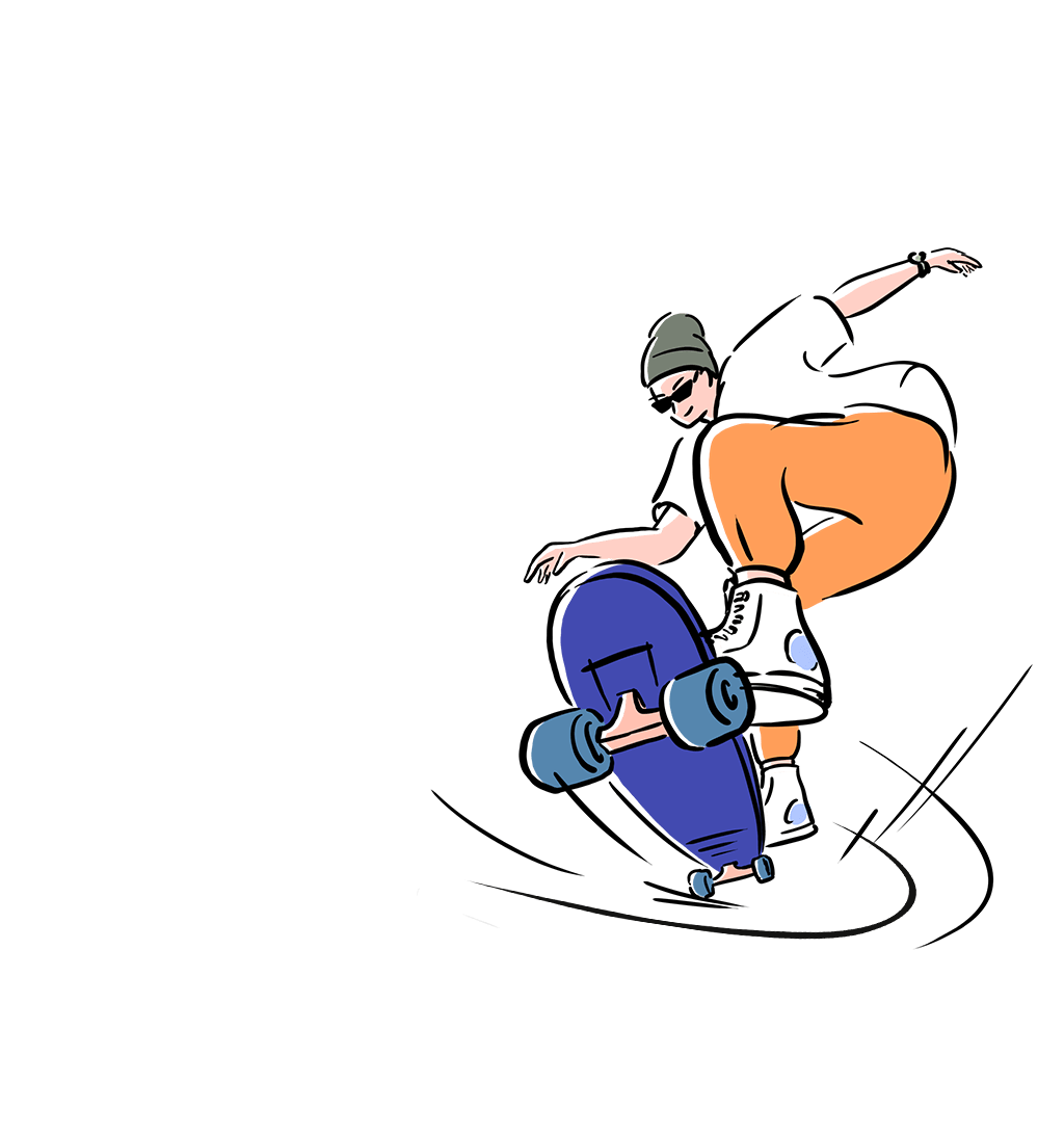 The line becomes an illustration of a girl skateboarding, showing how you can use S Pen just like a real pen